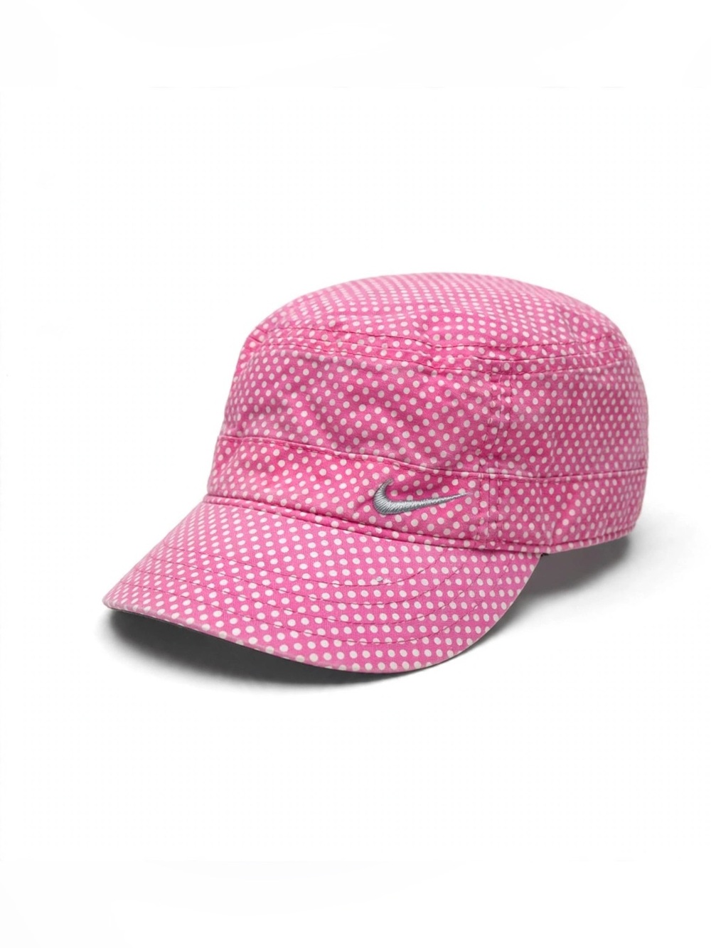 Nike Golf Cap Womens Pink Polka Dot Cadet Military Adjustable Strap Cotton